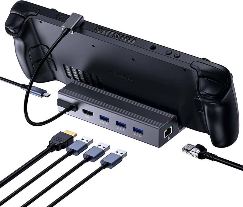 Steam Deckドック 6-in-1 Steam Deckドッキングステーション、Deckのドッキング 、HDMI 2.0 4K@60Hz、USB3.0 100W USB-C PD充電 Steam Deck