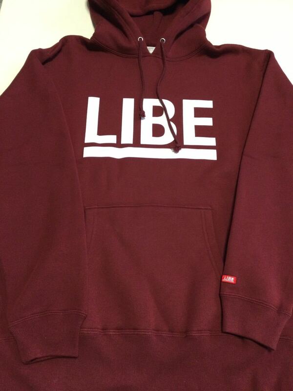 LIBE HOOD ライブ パーカー BIG LOGO 　ワインレッド■Ｌサイズ■長期保管・デッドストック・未着用品■スケートボード ◆森田貴宏