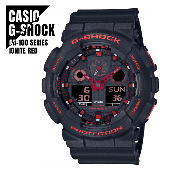 CASIO カシオ 腕時計 G-SHOCK Gショック Ignite Red イグナイトレッド シリーズ GA-100BNR-1A 腕時計 メンズ★新品