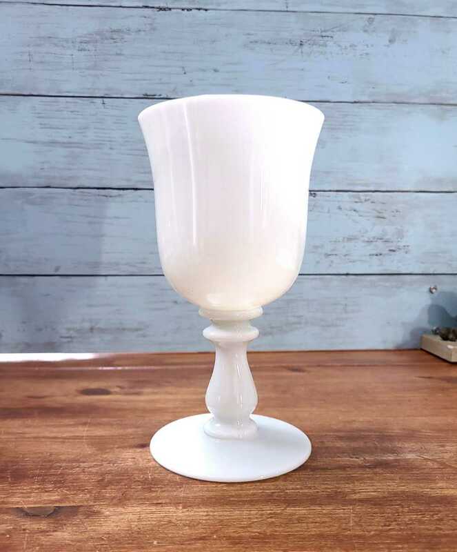 フランスアンティーク オパリンガラス グラス 花瓶 フラワーベース ミルクガラス カフェ インテリア