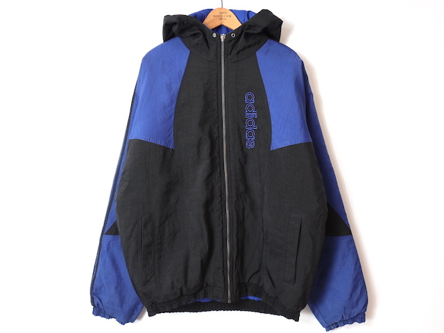 90s adidas アディダス 中綿 ナイロン パーカー ジャケット(メンズ M)ヴィンテージ フード トレフォイル