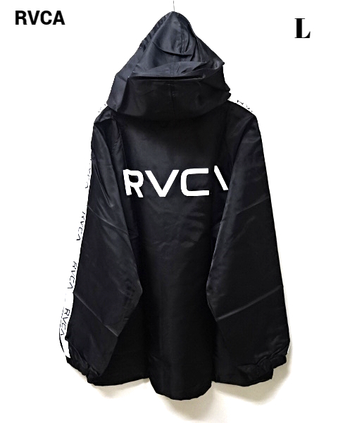 L 新品【RVCA ANORAK JACKET AI042-761 BLACK RVCATAPEロゴ ナイロン プルパーカー ルーカ メンズ アウター プルオーバーパーカー】