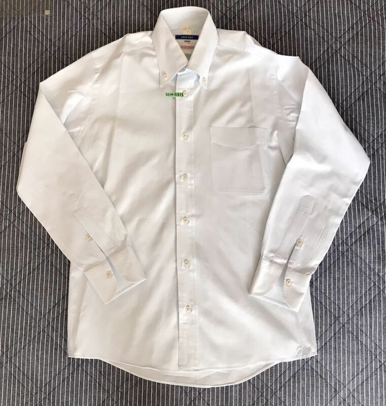 クリーニング済み■スキャッティ SCHIATTI 長袖ワイシャツ Sharp model(37/82) ボタンダウン white label◆日本製■Yシャツ◆