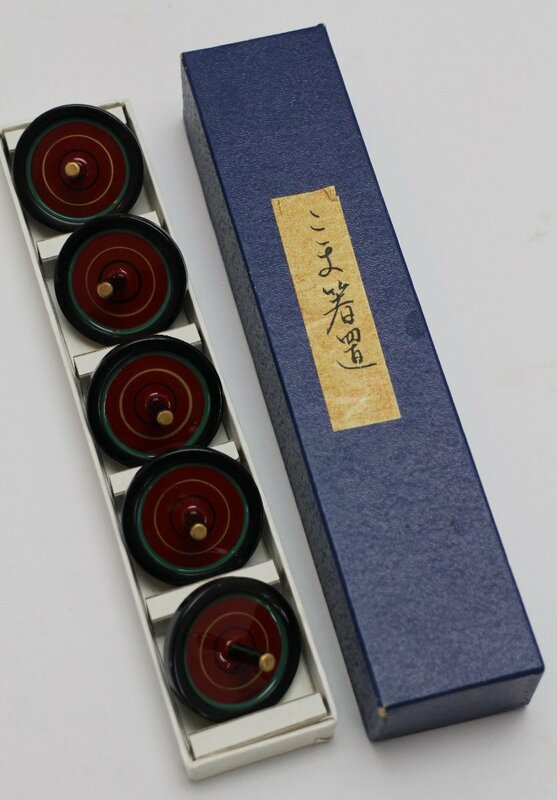未使用 こま箸置き 独楽 5個セット 共箱付き 和食器 インテリア 飾り 和風 日本文化