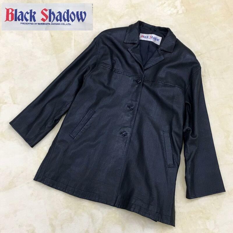 Black Shadow ブラック シャドウ ラムレザージャケット 羊革コート パンチングレザー メッシュ 総裏 メンズ Fサイズ ブラック 黒 日本製