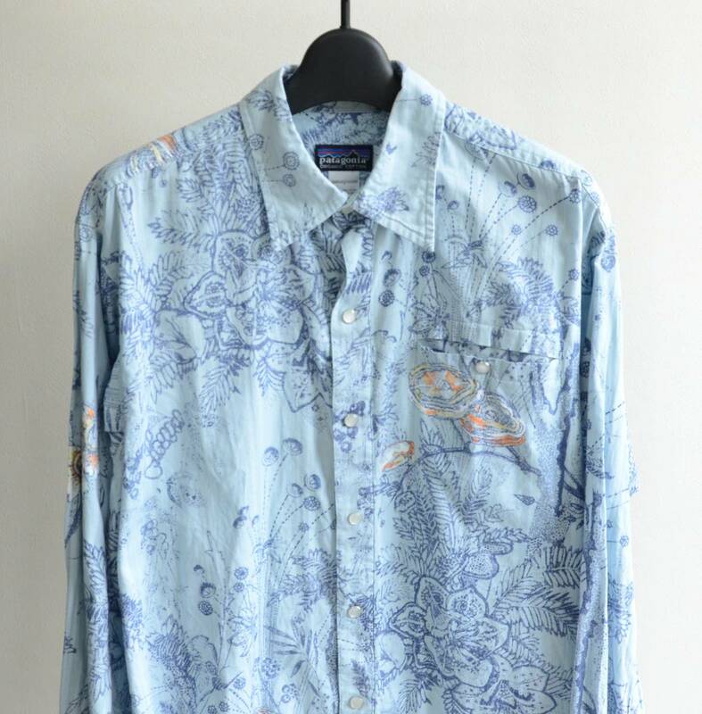 美used パタゴニア ウエスタンシャツ 花柄 ブルーベース size S