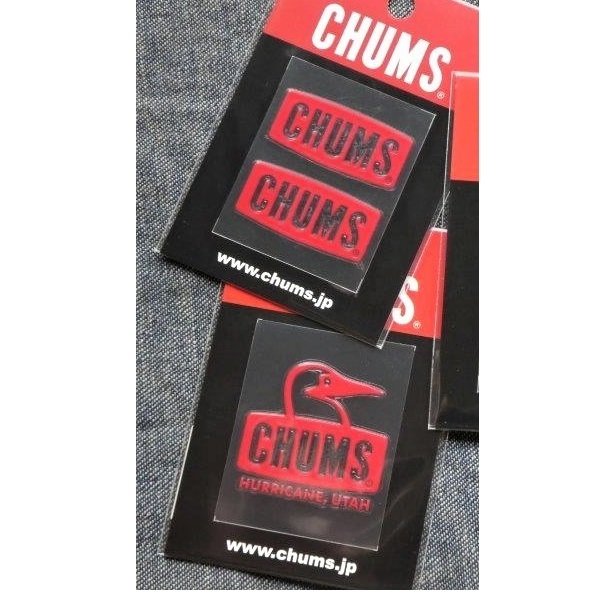 2枚セット CHUMS Emboss Sticker CH62-1125 CH62-1127 Red 新品