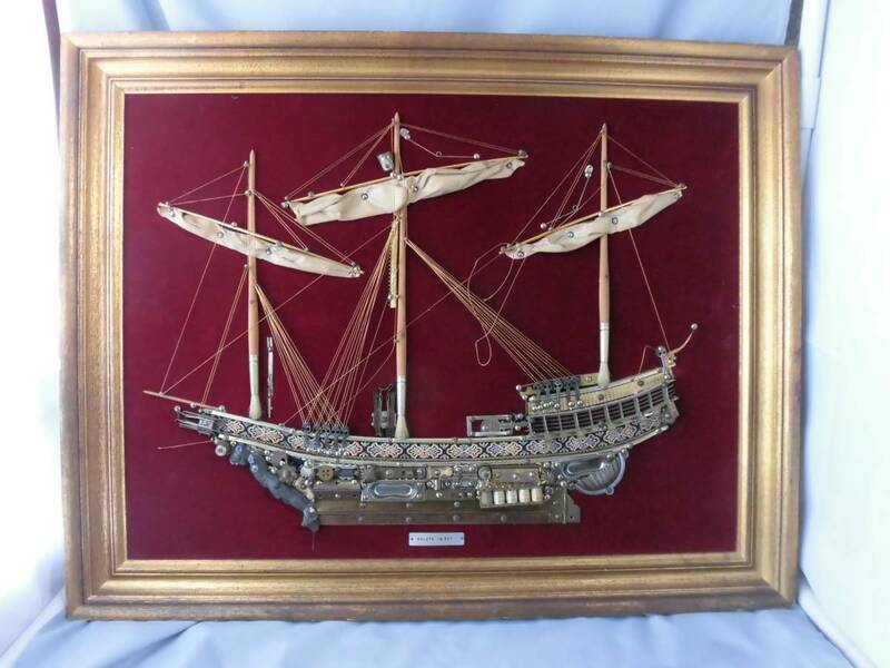 ＜珍品＞帆船額　三本マスト　「ＧOＬET (S XV)」 ＜メード　イン　スペイン製＞ G-2 18213