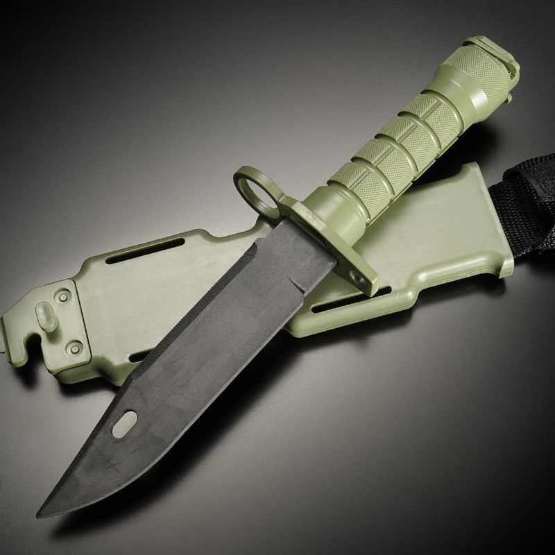 トレーニングナイフ M9 バヨネット シース付き [ オリーブドラブ ] 銃剣 ラバー プラスチック M16 鞘 ベルトループ