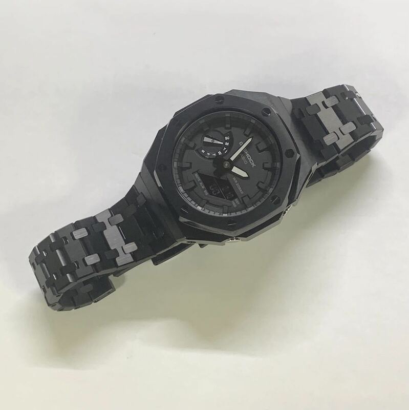 G-SHOCK Gショック ジーショック カシオ デジタル 腕時計　ga2100 新品　ステンレスフルメタルカスタム　ブラック