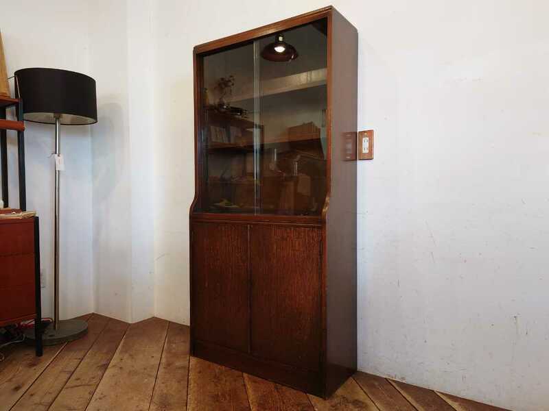 英国アンティーク オーク材 ブックケース 幅76cm CA-306/イギリス モダン キャビネット 飾り棚 食器棚 本棚 ディスプレイ棚
