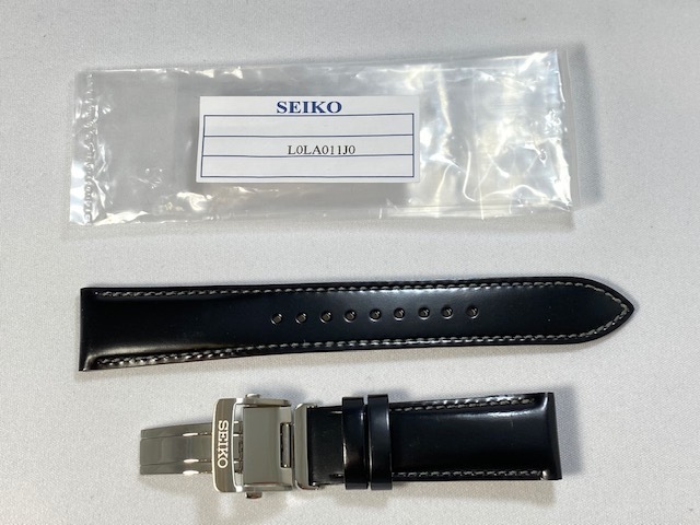 L0LA011J0 SEIKO プレザージュ 20mm 純正革ベルトバックル付 馬皮革 ホース ブラック SARX065/6R35-00F0用 ネコポス送料無料