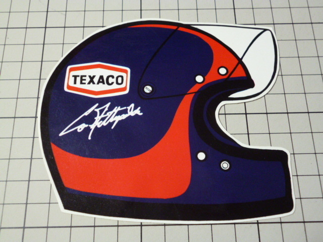 TEXACO Emerson Fittipaldi ステッカー 当時物 です(118×103mm) エマーソン フィッティパルディ ヘルメット テキサコ F1 F-1 フォーミュラ