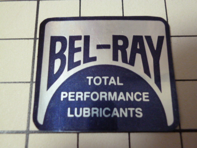 【小さめ】 BEL-RAY ステッカー 当時物 です(紺色/29×25mm) ベルレイ オイル BELRAY