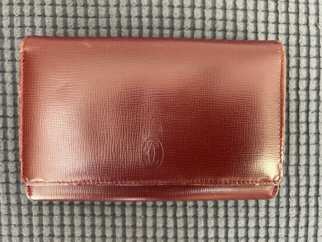 Cartier/カルティエ 二つ折財布 女性用 レザー/革 ボルドー