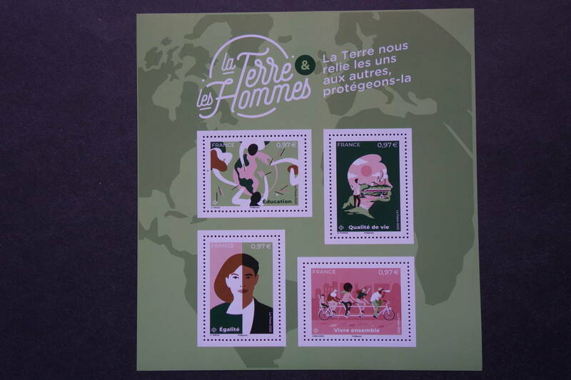 外国切手：フランス切手 「地球と人」4種ｍ/ｓ 未使用