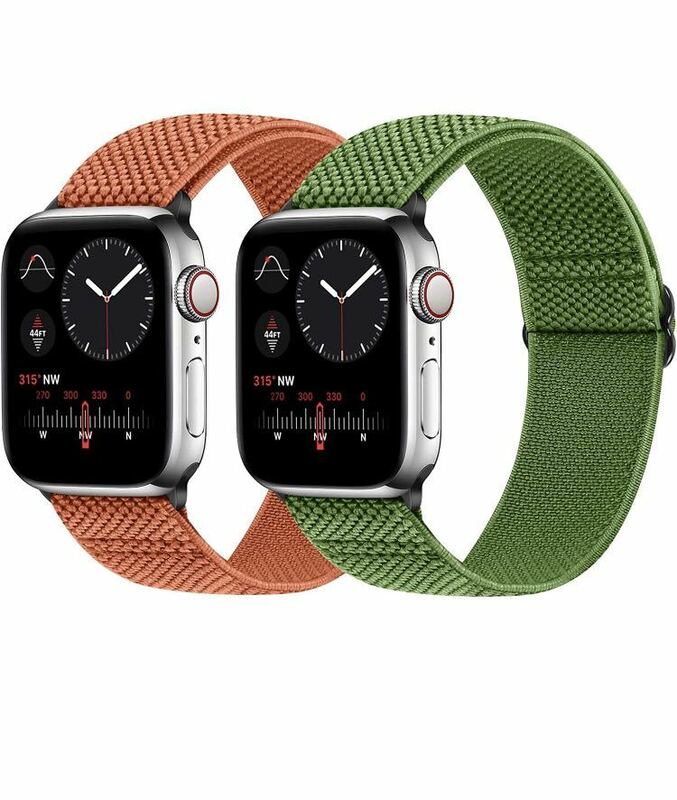 Apple Watch バンド　38mm/40mm/41mmソフトナイロン編組弾性バンド交換ベルト　アップルウォッチバンド 2本