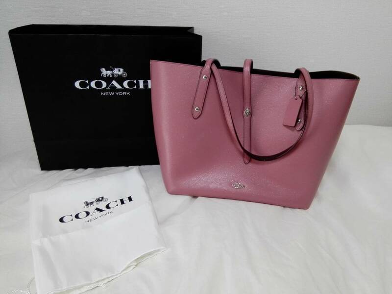 送込　COACH 12077 マーケットトート グリッターローズ ポリッシュド ペブルレザー MARKET TOTE GLITTER ROSE POLISHED PEBBLELEATHER