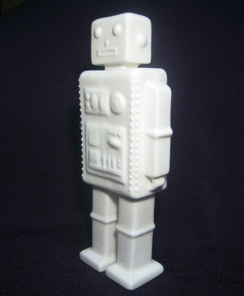 レア ヴィンテージ 美品★ロボット 白磁 磁器 置物 フィギュア Porcelain Robot White ディスプレイ インテリア オブジェ オーナメント★