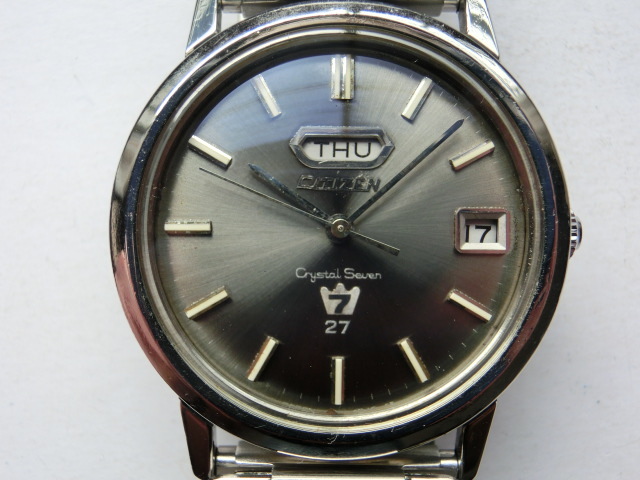 シチズン メンズ腕時計 クリスタルセブン 27石 オートマチック 自動巻き グレー文字盤