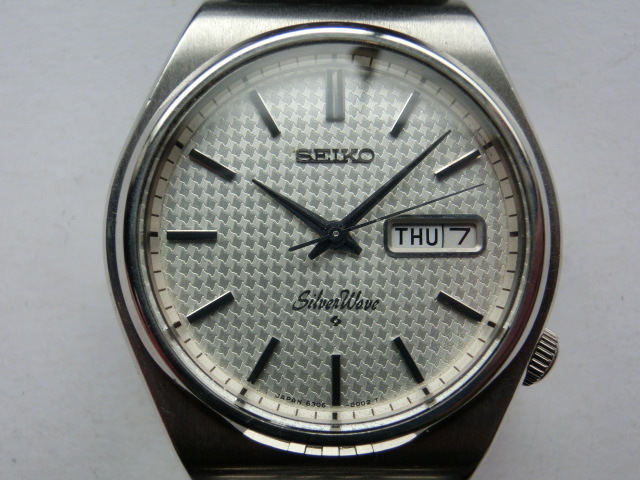 セイコー メンズ腕時計 シルバーウェーブ オートマチック 自動巻き 6306 シルバー色 千鳥格子模様文字盤