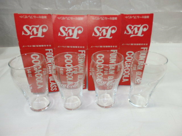 レトロ コレクション 当時物 コカコーラ Coca-Cola＊FOUNTAIN GLASS ファウンテングラス オリジナルグラス 4個セット G107