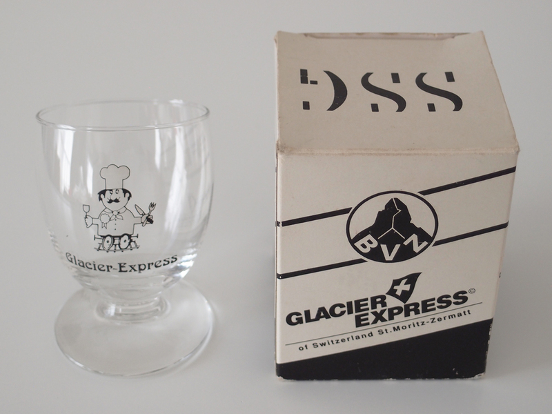 Glacier Express 斜めグラス！グレッシャー・エクスプレス 氷河急行 スイス鉄道 ワイングラス ビンテージ