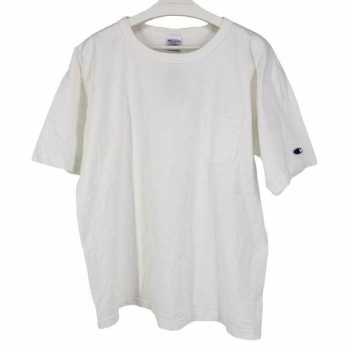 【新品同様】【美品】チャンピオン Champion T1011 ショートスリーブポケット 半袖Tシャツ 綿100％ XLサイズ C5 B303 ホワイト