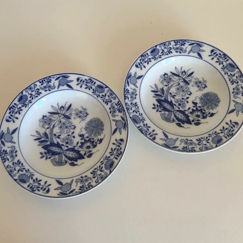 SchloB Amalienburg Markenporzellan お皿 2点セット 約23cm 藍 ブルー 大皿 ディナー プレート ドイツ製