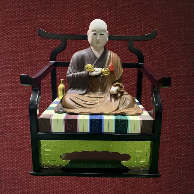「時代」弘法大師 座像 天然木 木彫 仏教美術。
