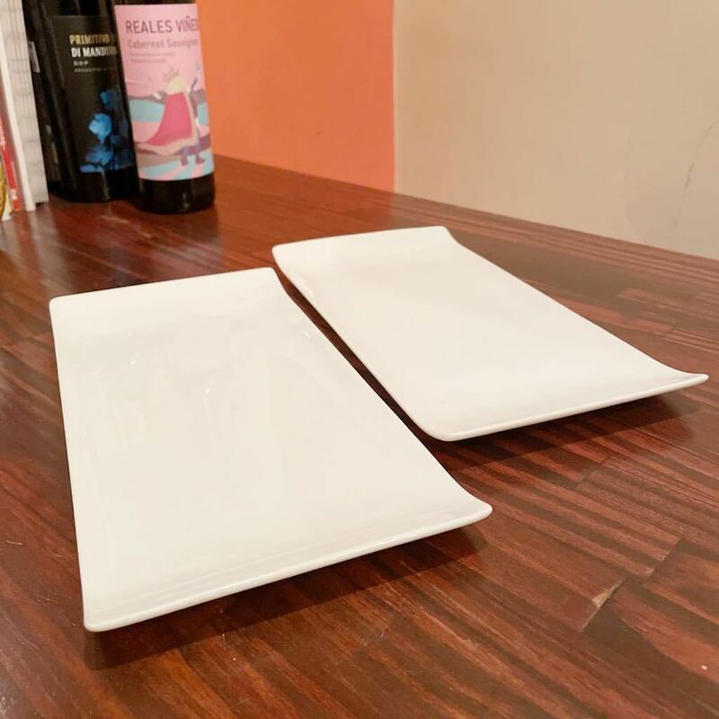 2枚セット 長角プレート 白 ホワイト 洋食器 盛皿 パーティープレート ランチ 映え皿 飲食店 開店準備 激安 人気 デザート スクエア 上品