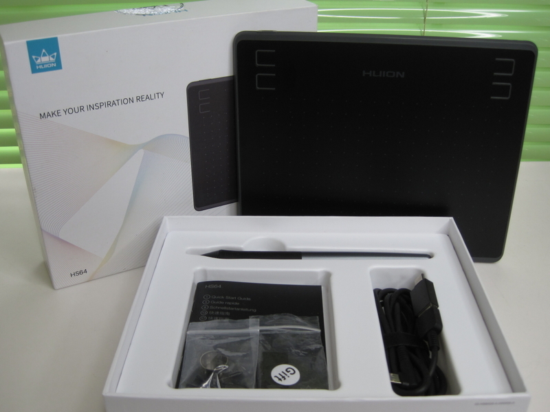 ☆★JUNK PC PARTS★☆ HUION ペンタブレット HS64 Mac/Win/Android 筆圧感知 8192レベル 充電不要ペン 良品：動作未確認/即決有☆彡