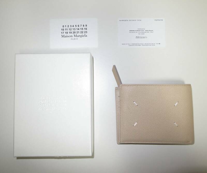 maison margiela マルジェラ 二つ折り 財布 wallet grain leather beige 22AW