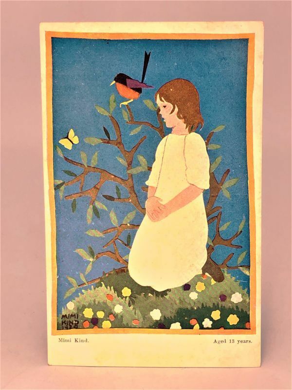 【Antique グリーティングカード】　1916年　Mimi Kind『不思議の国のアリス』　エルメス印刷所　　M1223H