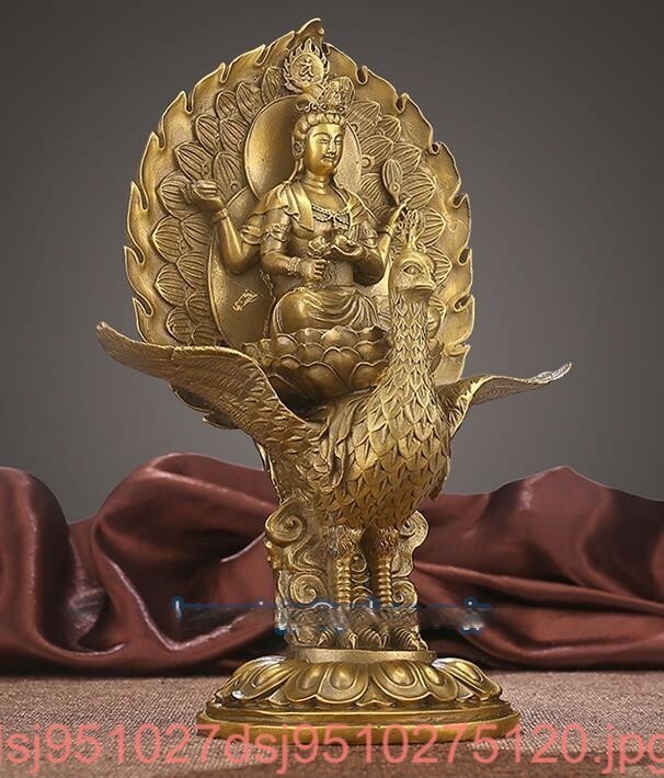 手作り 置物 工芸品 純銅 孔雀明王 職人手作り仏像 仏教