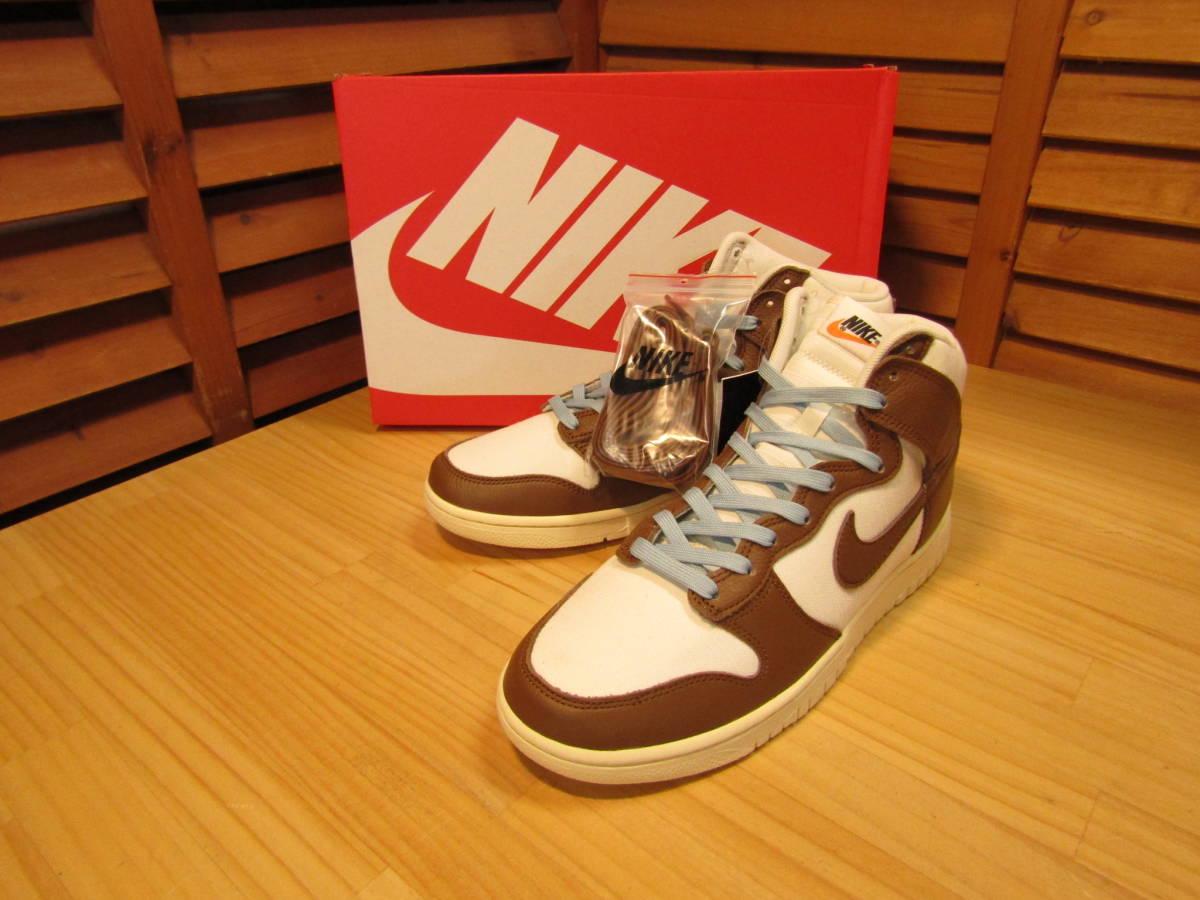 M2 △608未使用品【NIKE ナイキ】箱 タグ 替え紐付 DQ8800-200 DUNK HI RETRO PRM ダンクハイ レトロ Pecan and sail US10.5