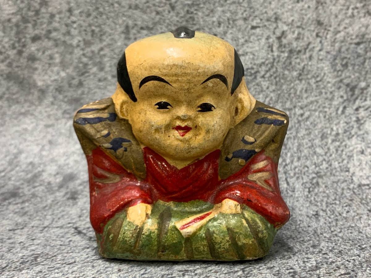 【 時代物 福助 人形 】骨董 陶器 古美術 焼物 商売盛 置物 アンティーク レトロ H9㎝ W8.5