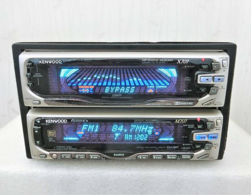 Kenwood M707 X707 KCA-R6 1DIN+1DIDタイプのMD/カセット/FM/AM 動作品 [DSPチューナーMD/CDアンプ]