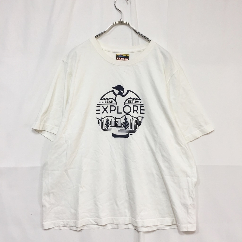 L.L.Bean/エルエルビーン 半袖 Tシャツ ホワイト 白 ネイビー サイズXXL 綿100％ メンズ アウトドア