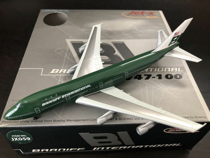 Jet-X 1/400 B747-100 BRANIFF INTERNATIONAL Fling Colors Green JX059 限定650 シリアルNo.0588