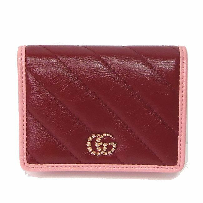 【6.2万新品！】GUCCI グッチ マーモント コンパクトウォレット 573811 1X5EG 6476 レッド×ピンク 本物！SALE