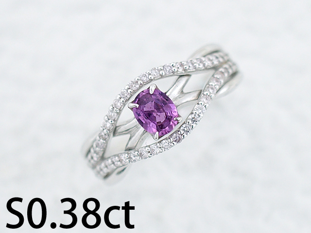 音羽屋■ ピンクサファイア/0.38ct ダイヤ/0.30ct K18WG ホワイトゴールド リング 12号 鑑定カード付き 仕上済