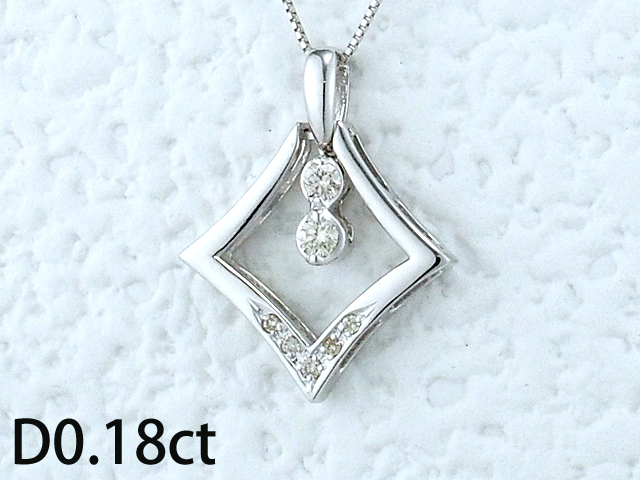 音羽屋■ ダイヤモンド/0.18ct K18WG ホワイトゴールド デザイン ネックレス 仕上済