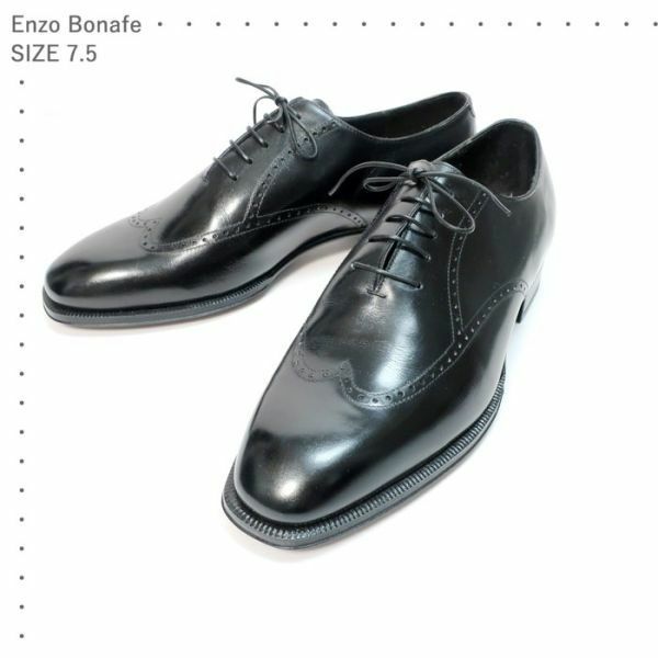 新品 エンツォ ボナフェ Enzo Bonafe 紳士靴/レザーシューズ/LORENZETTI/現行モデル/BEAMS購入 ブラック 7ハーフ（4905)