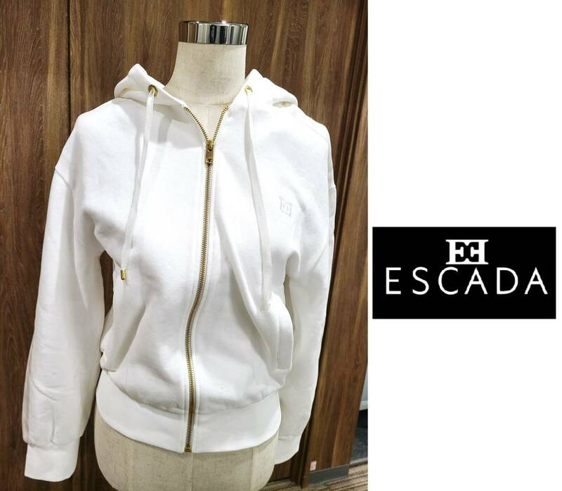 【新品・B品】ESCADA（エスカーダ）コットン　白パーカー※ストラップ留め具はずれ