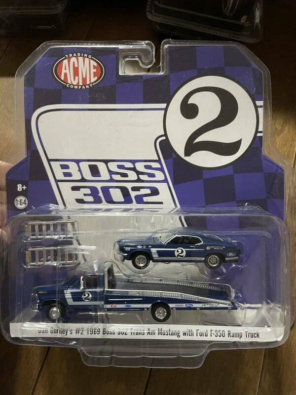 Dan Gurney's 1969 Boss 302 trans Am Mustang Ford F-350 Ramp Truck acme greenlight グリーンライト トランザム マスタング