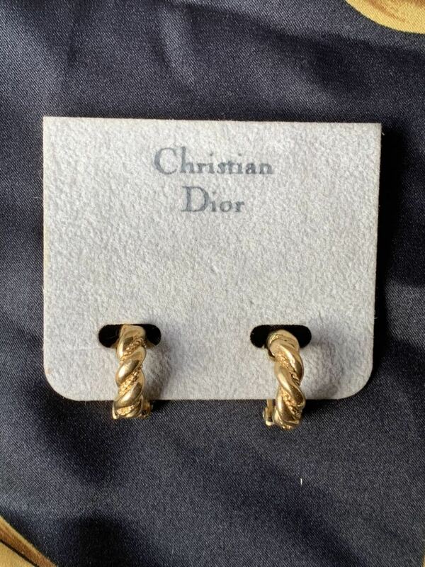 Christian Dior ヴィンテージイヤリング　　オールド　ディオール　フープ　ゴールド