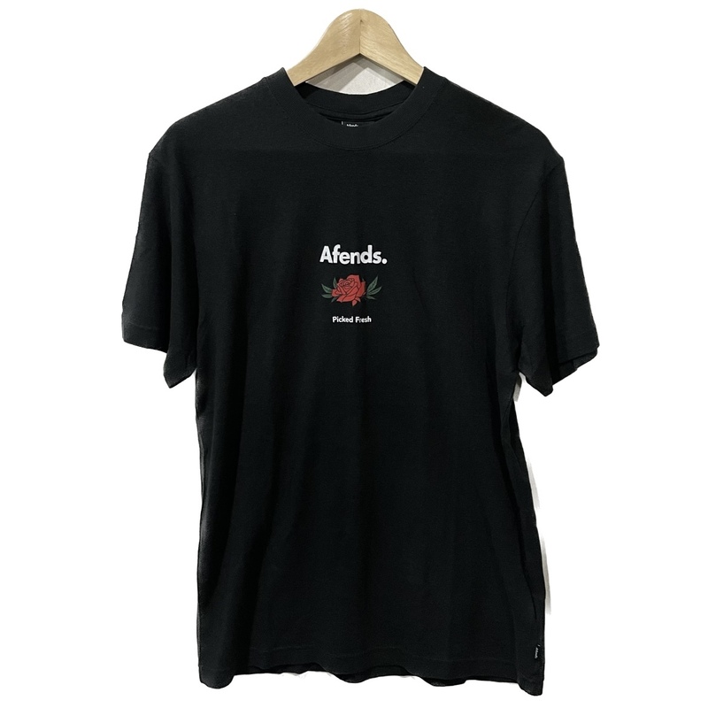 メール便可 新品 タグ付 AFENDS (アフェンズ) ヘンプ オーガニック コットン Tシャツ (M) BLACK | HEMP 花 flower インポート 麻 ブラック