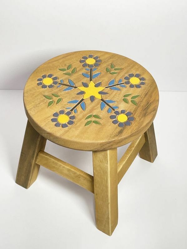 新品 木製 スツール ブロッサム ラウンドスツール 椅子 イス ミニ チェア 花台 サイドテーブル 飾り台 置物 飾り