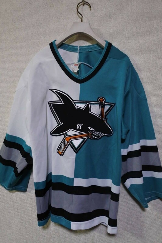 90's NHL CCM SAN JOSE SHARKS サンノゼ シャークス ホッケーシャツ ジャージ ゲームシャツ size M カナダ製